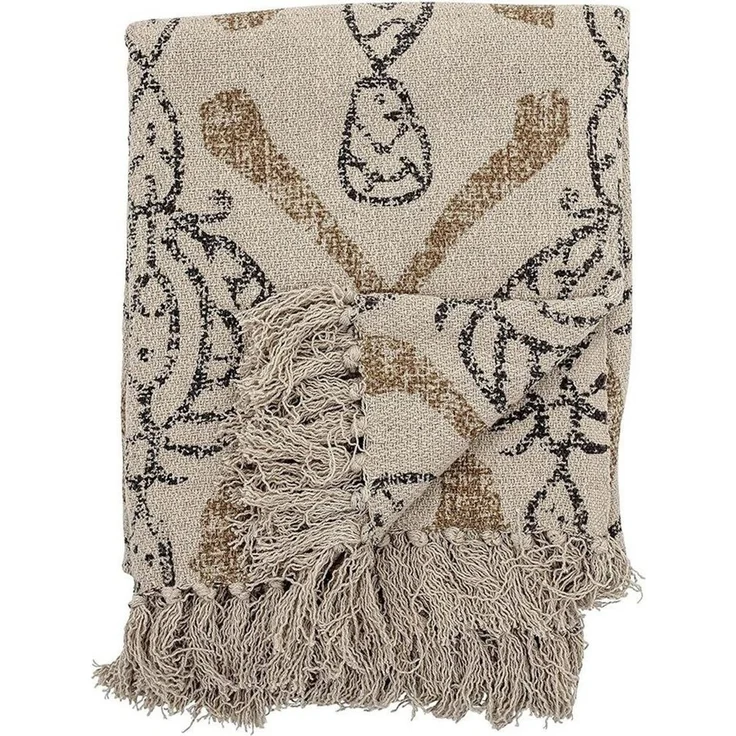 Bloomingville Tagesdecke Freddy, natur, aus Baumwolle, 160 x 130 cm, Kuscheldecke, Decke, Wohndecke – Bild 1