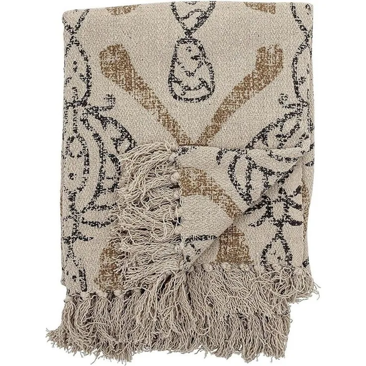 Bloomingville Tagesdecke Freddy, natur, aus Baumwolle, 160 x 130 cm, Kuscheldecke, Decke, Wohndecke