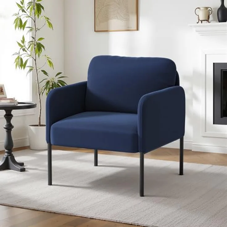 COLAMY Gepolsterter Ohrensessel 2er Set aus Samt – Moderner Lounge-Sessel mit weicher Rückenlehne, Komfortabler Sessel für Wohnzimmer, Schlafzimmer, Apartment & Leseecke, Blau – Bild 8