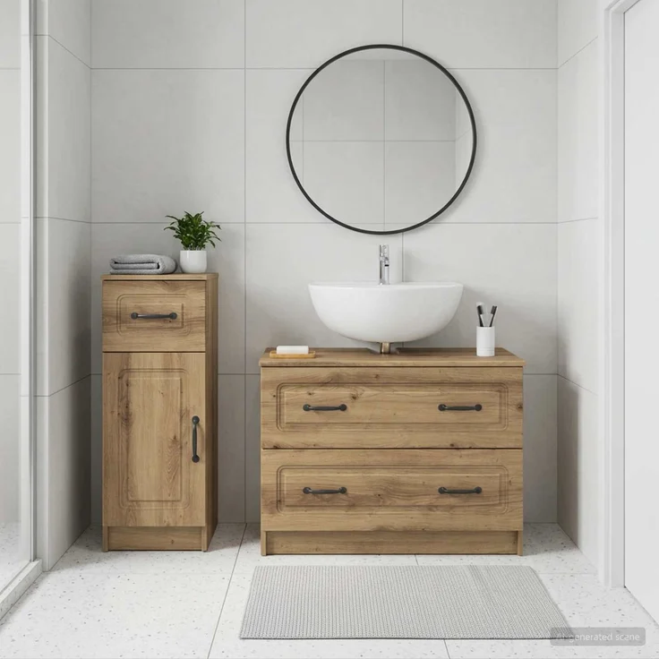 vidaXL 2-teiliges Badezimmer Schrank Set UTRECHT Artisan-Eiche 3417737 – Bild 1