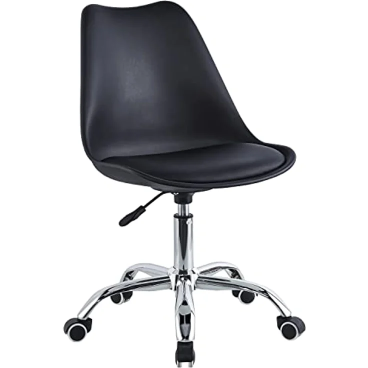 Brigros WeHome Moderner Bürostuhl Jugendzimmer Arbeitszimmer Wartezimmer Bürostuhl mit Kunstledersitz (Black) – Bild 2