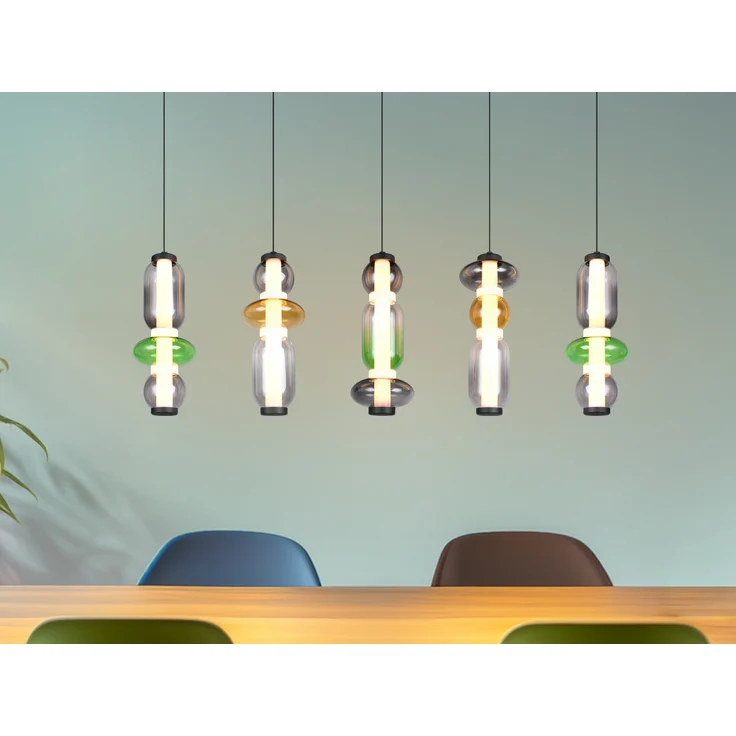 Moderne LED Pendelleuchte MINERVA 5-flammig, höhenverstellbar, Breite 100cm – Bild 8