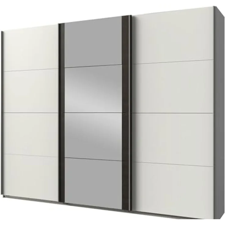 'Bern' Schwebetürenschrank,, weiß/raw stell, 225 x 64 x 210 cm