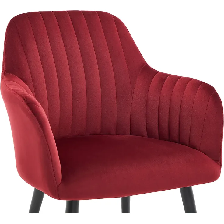 Vente-unique - ELEANA Stuhl SamtStoff Rot - B 59 cm x H 82 cm x L 58 cm – Bild 5