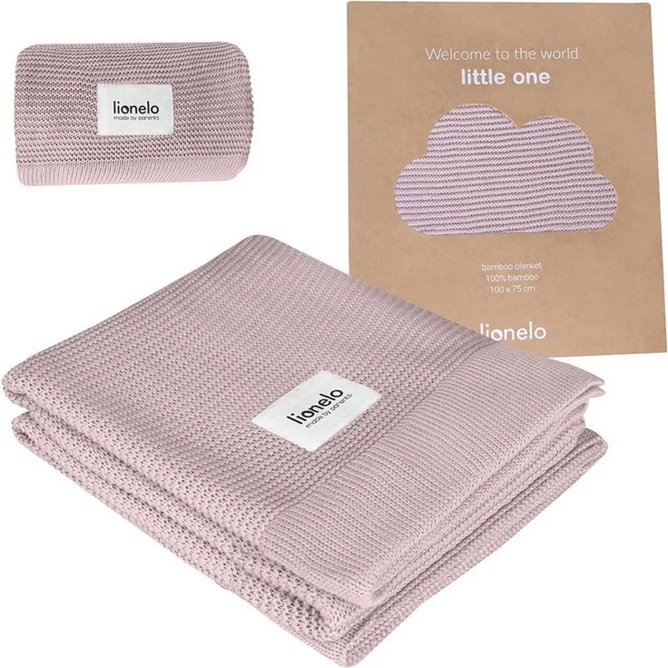 Lionelo Bamboo Blanket, Babydecke Newborn, Kuscheldecke Baby, leichte Bambusdecke, Wickelauflage, 100% Baumwolle, natürlich weich, antibakteriell, hypoallergisch, vom 1. Lebenstag an, 100x75 cm (Rosa)