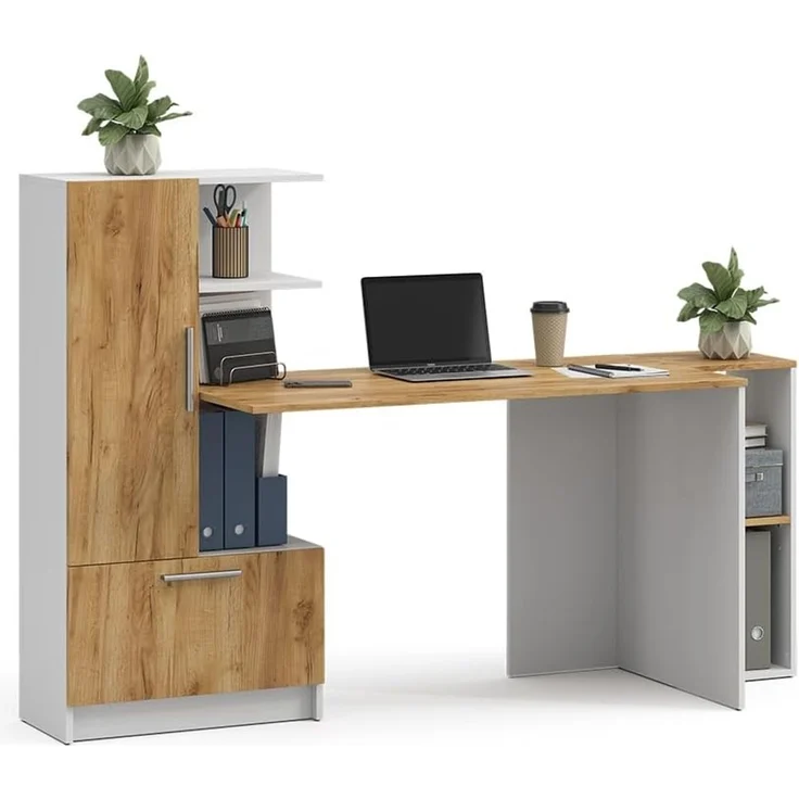 Schreibtisch Tomy Weiß/Goldkraft Eiche 150 x 59 cm 2er Set Vicco – Bild 5