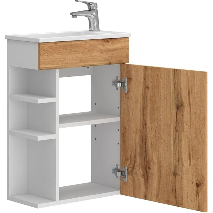 Waschbeckenunterschrank Amadeo Goldkraft Eiche 2-teilig Vicco – Bild 7
