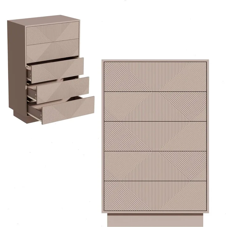 UEV Kommode mit 5 Schubladen, Kommodenschrank Sideboard schmal (Moka), Sideboard Schubladenschrank Push to Open, Mehrzweckschrank für Wohnzimmer Schlafzimmer Flur Büro 60x33,5x94cm--Mokka--60x33.5x94cm--YOUDENOVA