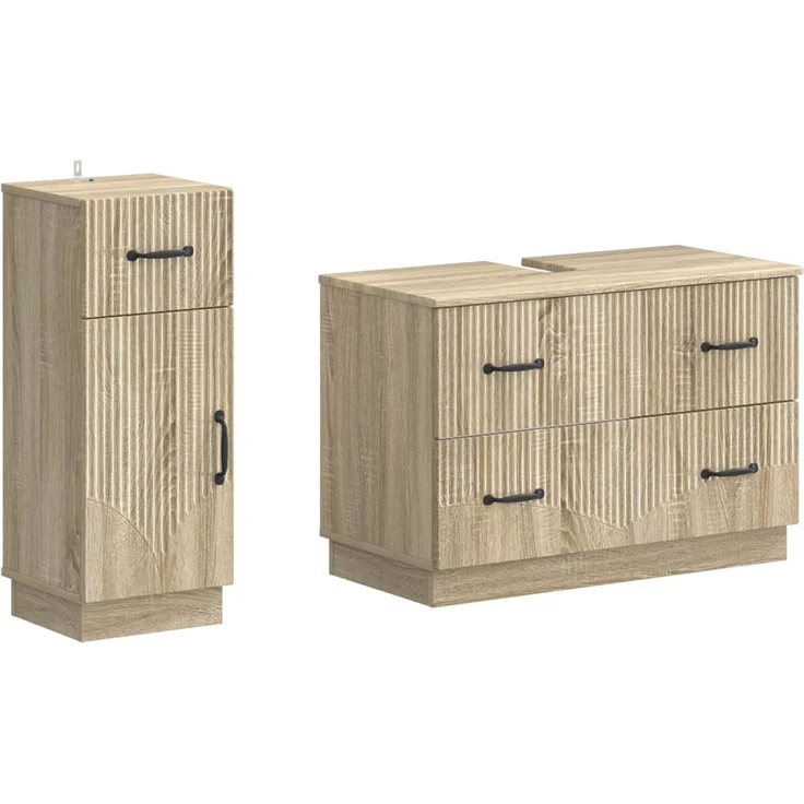 vidaXL 2-teiliges Badezimmer Schrank Set HOORN Sonoma-Eiche 3417713 – Bild 2