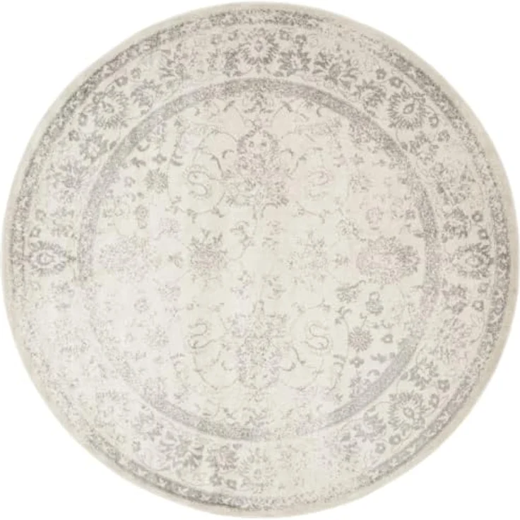 Safavieh Runder Teppich 235 cm Rund - Adirondack Collection - Transitional Design, Elfenbein & Silber, Pflegeleichte Synthetikmischung, Ideal für Wohnzimmer, Schlafzimmer, Büro – Bild 1