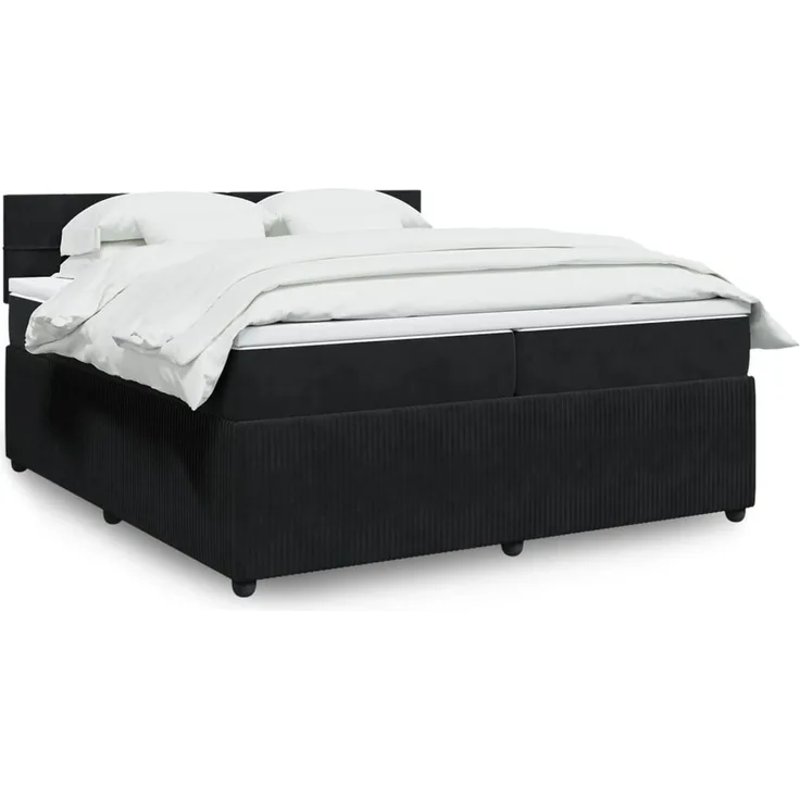 vidaXL Boxspringbett mit Matratze Schwarz 200x200 cm Samt 3287832