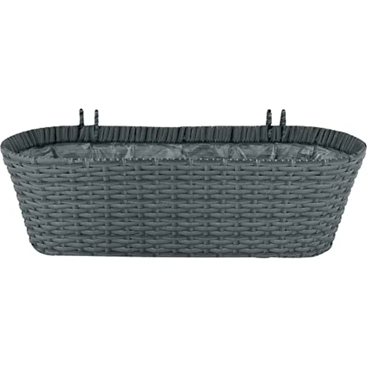 Kynast exklusiv Blumenkasten Rattan mit Halterung 613-401074 grau