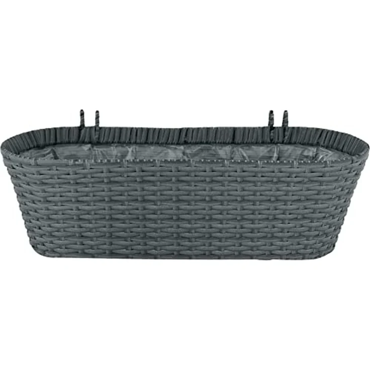 Kynast exklusiv Blumenkasten Rattan mit Halterung 613-401074 grau – Bild 1