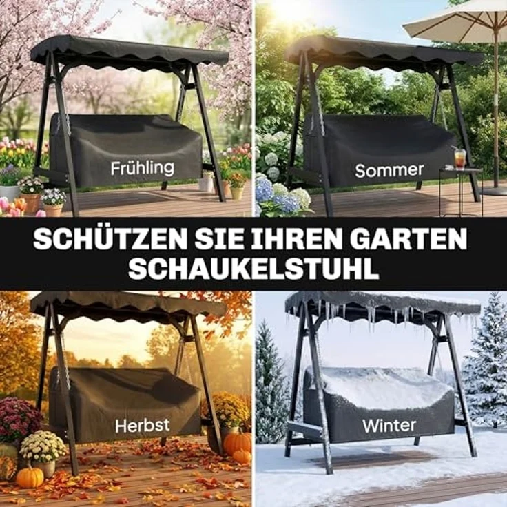 Outsunny Gartenmöbel-Schutzhülle Hollywoodschaukel Abdeckung (UV-Beständig Abdeckplane, 1-St, für 3-Sitzer Gartenschaukel), Wasserdicht, UV-beständig, mit Reißverschluss – Bild 3