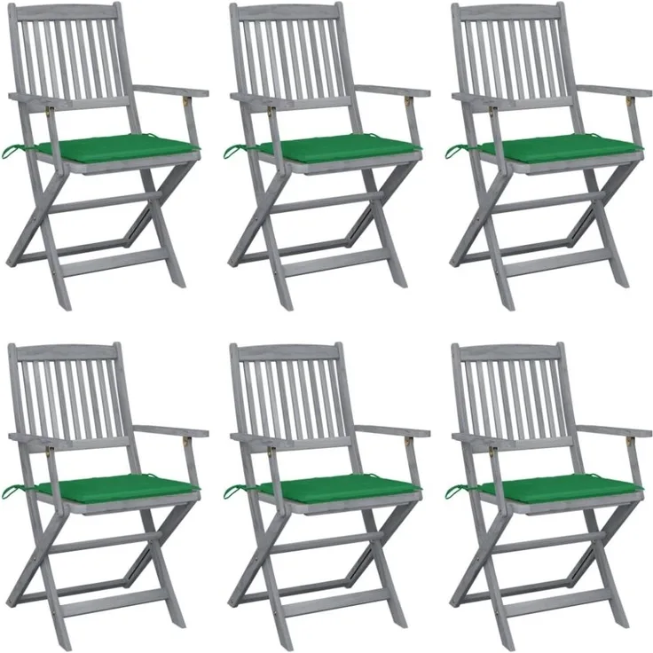vidaXL Klappbare Gartenstühle 6 Stk. mit Sitzkissen Massivholz Akazie 3065412