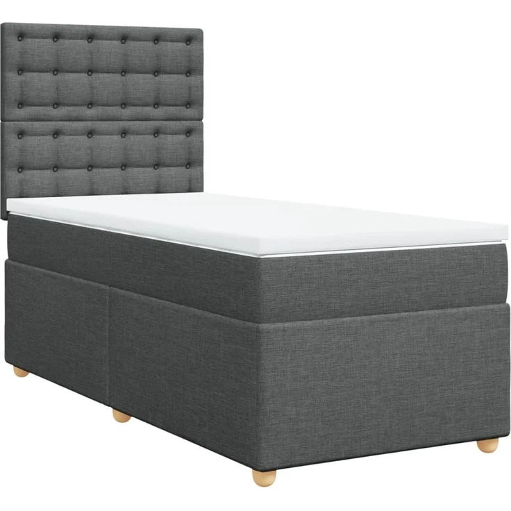 vidaXL Boxspringbett mit Matratze Dunkelgrau 90x190 cm Stoff 3293450 – Bild 3