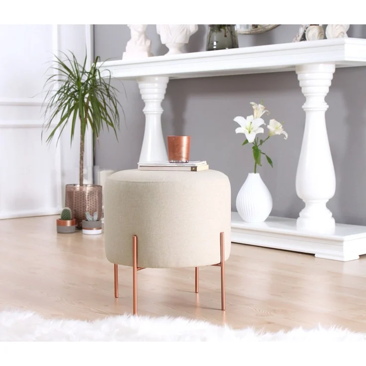 Hanah Home 'Copper 46 - Cream' Pouffe, Creme, 40 x 42 x 40 cm – Bild 3