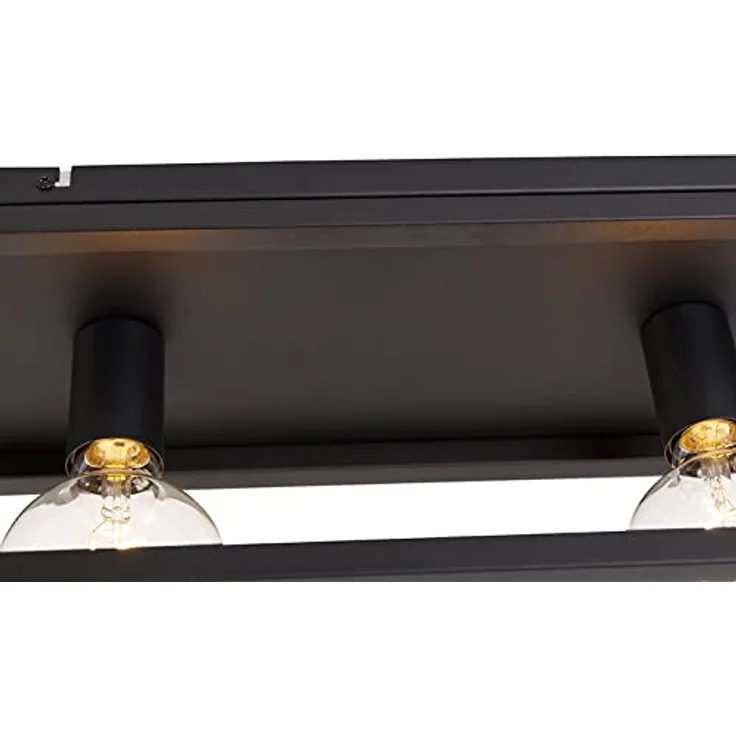 Qazqa Cage Deckenleuchte, 4-flammig, Rechteckig, Schwarz, 99.5cm, dimmbar, geeignet für Küche, Schlafzimmer und Wohnzimmer – Bild 5