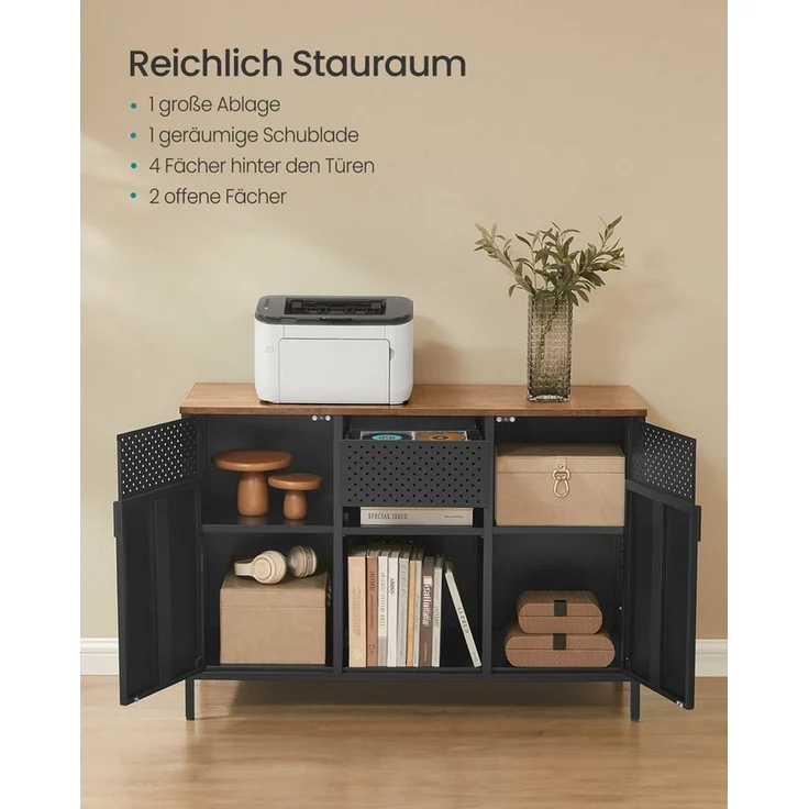 Songmics Aufbewahrungsschrank, Holzspannplatte braun, 40 x 110 x 76 cm – Bild 3
