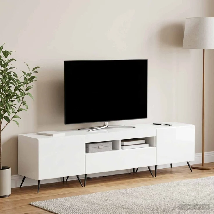 vidaXL LED-TV-Schrank BREDA 3 stk. Hochglanz Weiß Holzwerkstoff 3416925 – Bild 1