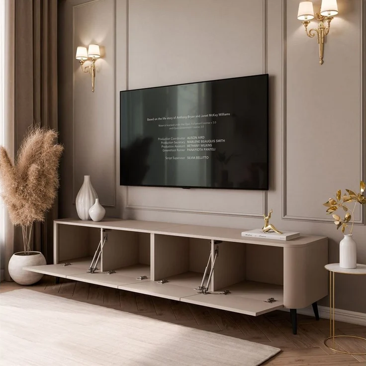 Lookway TV-Schrank CELESTE PUSH OPEN mit Beleuchtung auf Füßen (2x TV-Schrank mit LED Beleuchtung) 200x40x46,5 cm – Bild 4
