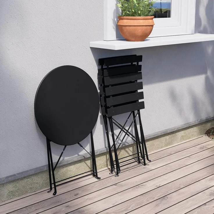 Grand patio Bistro Set 3 Stück Premium Stahl Klappbar Schwarz – Bild 6