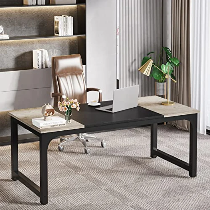 LITTLE TREE 70,8 Zoll großer Chefschreibtisch, einfacher Computerarbeitsplatz mit 31,5 Zoll breiter Arbeitsfläche für das Homeoffice – Bild 4