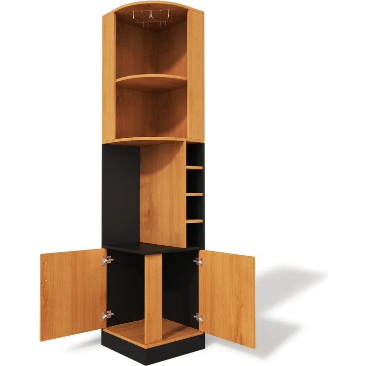 Eckschrank 40x40x182 cm in Natur mit Weinglasregal und viel Stauraum – Bild 4