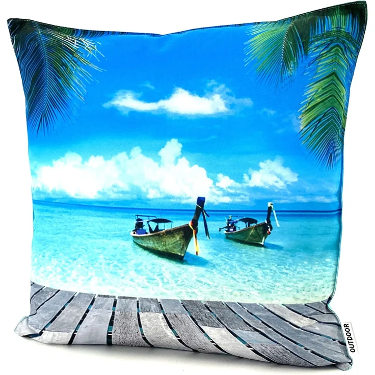 heimtexland Â® Outdoorkissen Lotus Effekt 45x45 Garten Dekokissen Wasserabweisend Outdoor Lounge Deko Kissen Typ742 SÃ¼dsee Boote – Bild 1