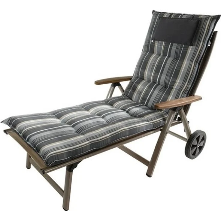 Sun Garden Liegenauflage Rollliege Sylt 90584-700 grau Streifen 188x60x9 cm Sun Garden, (1 St), Eckhaltebänder mit Bindebändern ohne Halteband – Bild 2