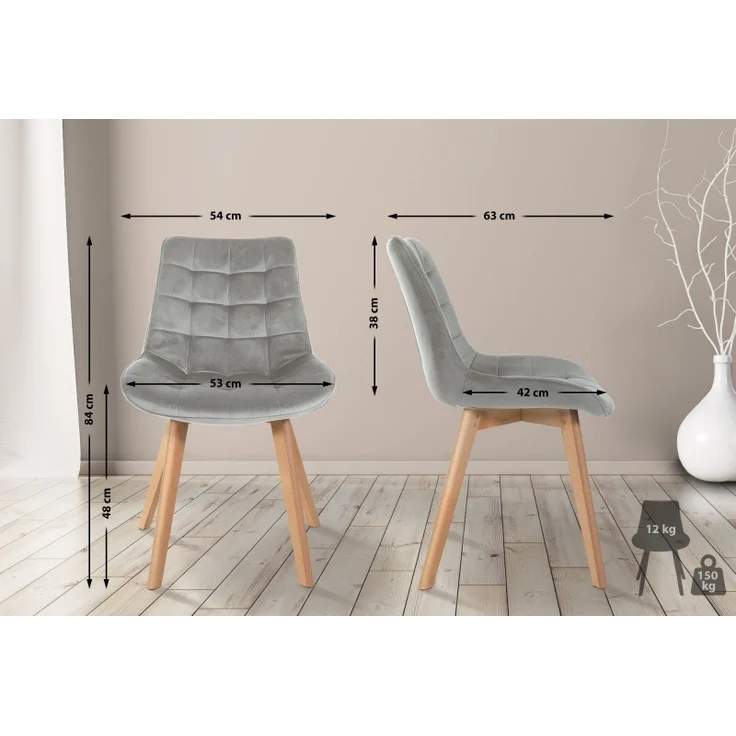 2er Set Stühle Brook Samt grau – Bild 2