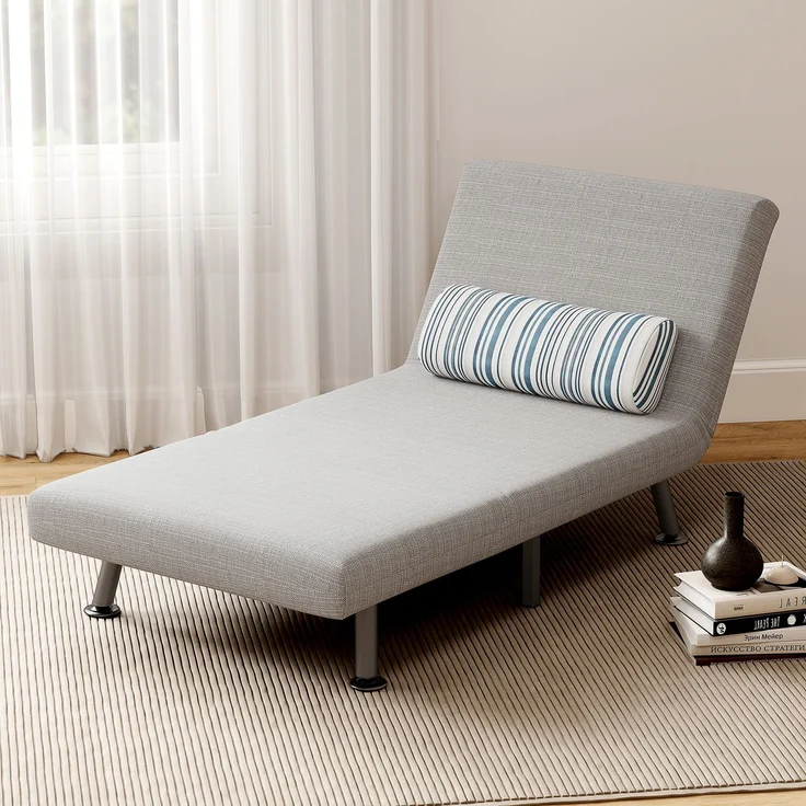 HOMCOM Schlafsessel, Leinenimitat(100% Polyester), Metall, Grau, 75L x 70B x 75H cm – Bild 8