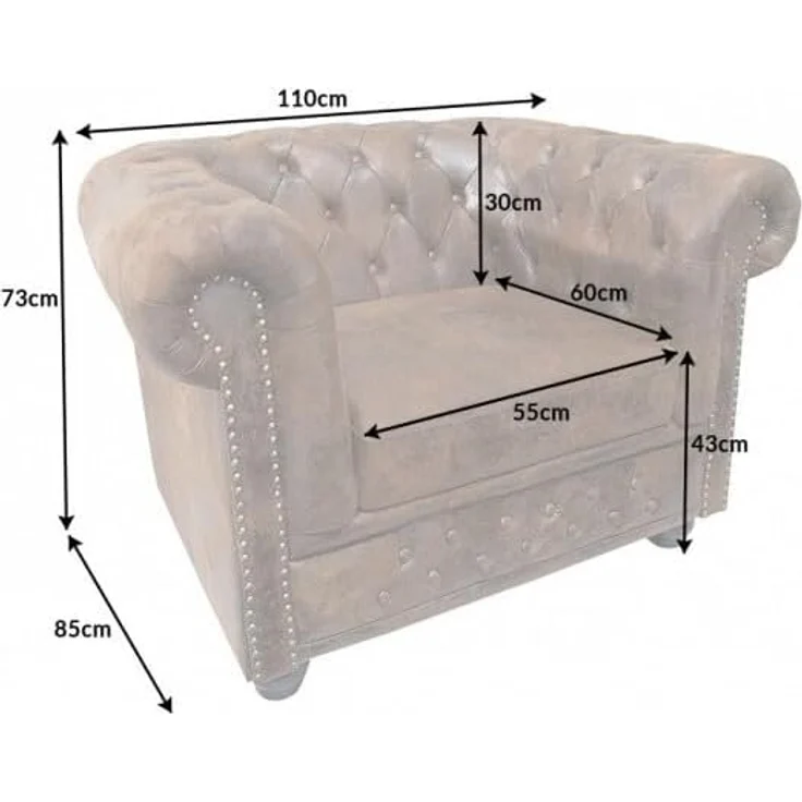 riess-ambiente Chesterfield-Sessel CHESTERFIELD 110cm matt schwarz (Einzelartikel, 1-St), Wohnzimmer · Kunstleder · Federkern · Knopfheftung · Design – Bild 3