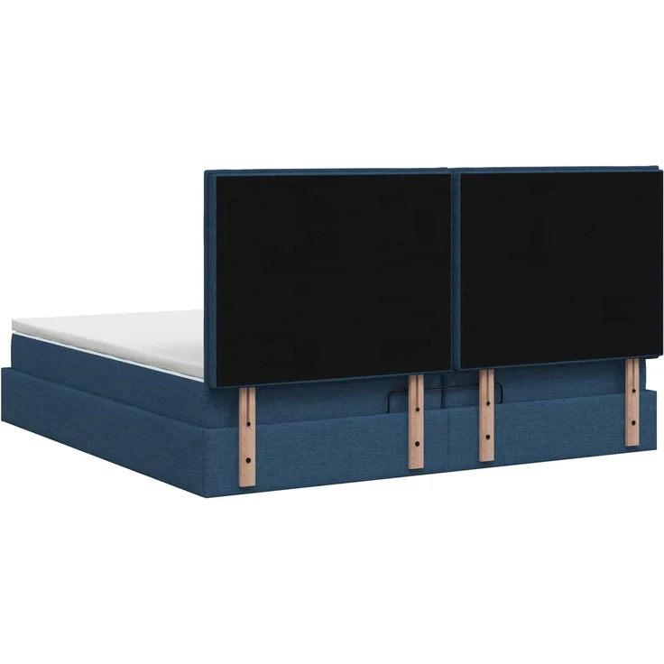 vidaXL Ottoman Bett mit Matratze mit Kopfteil Blau 200 x 200 cm Stoff 3457438 – Bild 9