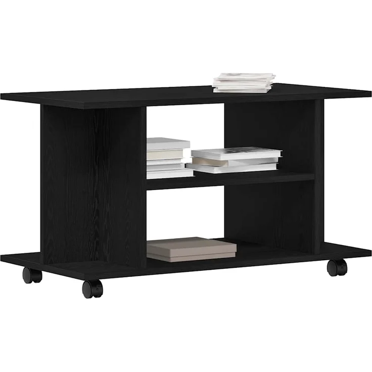 vidaXL TV-Schrank mit Rollen Schwarz Eichen-Optik 80x40x45 cm 862404 – Bild 3