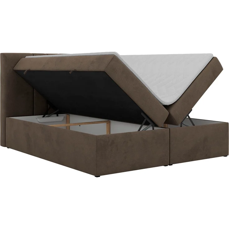 Boxspringbett INERO 140 x 200 mit Matratze H3 und Topper Visco, 7-Zonen-Multipocket-Kern, zwei Bettkästen, Doppelbett, gepolstert Kopfteil - Braun Velvet – Bild 8