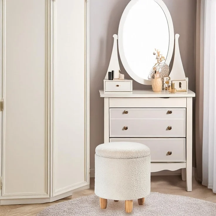 Kobolo Sitzhocker Hocker mit Aufbewahrung UPENDO – Bouclestoff (1 Stück, mit Aufbewahrungsfach) – Bild 2