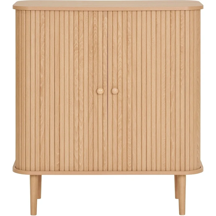 Kommode >Nikko< 2 Lammelen-Schiebetüren, 1 Boden, in eichefarbig - 40x87x80 (BxHxT) – Bild 1