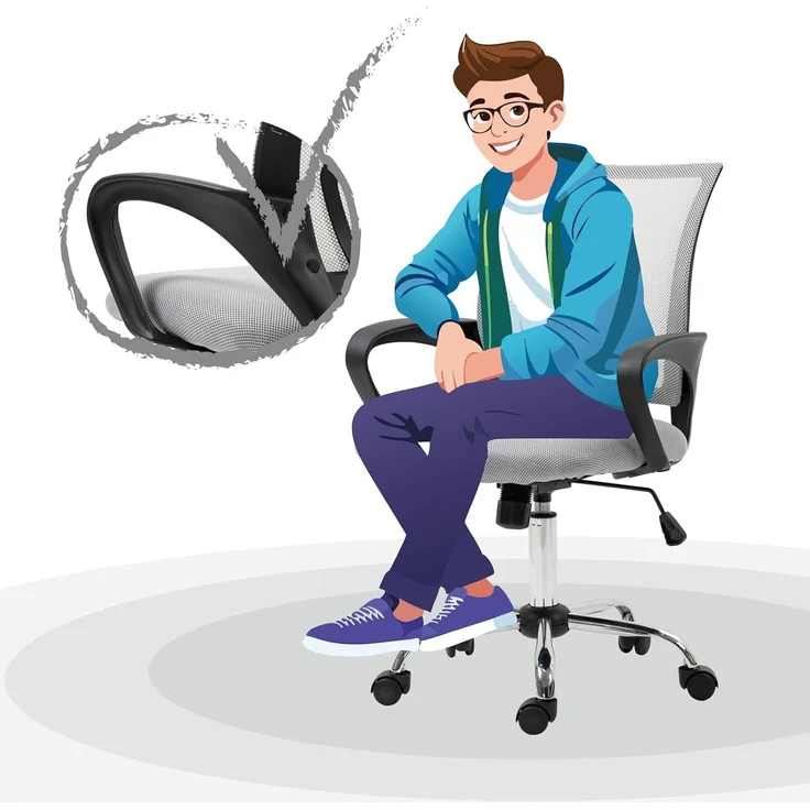 SVITA Schreibtischstuhl CYDNEY (Einzeln), Stufenlos höhenverstellbar, 360° drehbar, mitwachsend – Bild 4