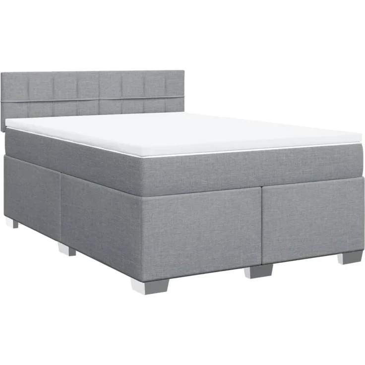 vidaXL Boxspringbett mit Matratze Hellgrau 140x190 cm Stoff 3288183 – Bild 3