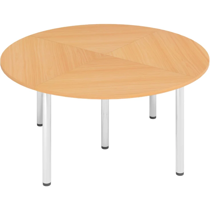 bümö Konferenztisch Kreis-Form 160x160 cm großer Besprechungstisch rund in Buche, Besprechungstisch mit Chromfüßen, Meetingtisch für 4 Personen, Tisch für Besprechungsraum & Meeting, SETK7-6-C – Bild 1