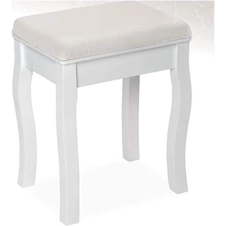 tectake Schminktisch-Hocker, Rosenmuster - weiß