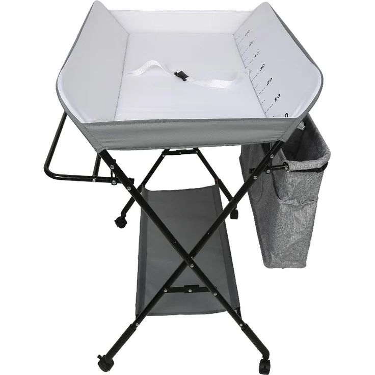 Wickeltisch, faltbar und tragbar, Wickeltisch, klappbar, Babyzimmer, höhenverstellbar, Wickeltisch und Badewanne 2-in-1 für Babys, ab der Geburt bis 12 Monate, Grau / Weiß