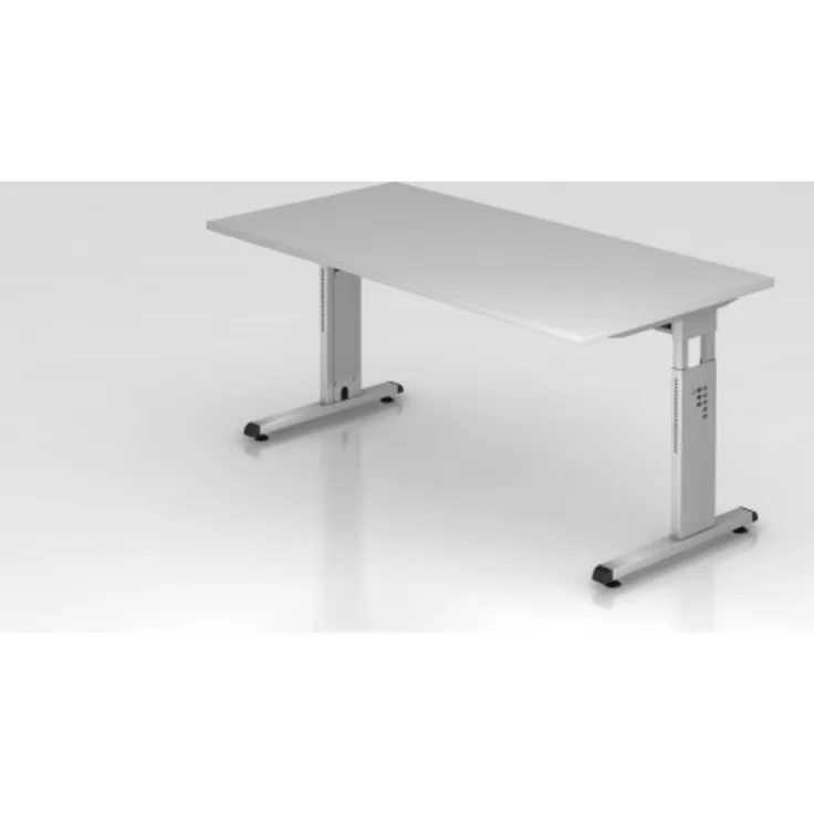 Schreibtisch OS16 C-Fuß 160x80cm Grau Gestellfarbe: Silber