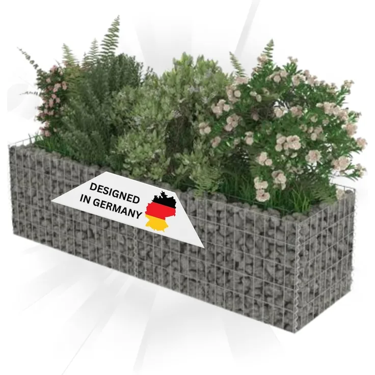 DELUKE® Gabionen Hochbeet ROON aus Stahl 180×50×50cm Steinkorb Gabionengitter Ziergabione Steingabione Drahtkorb befüllbar
