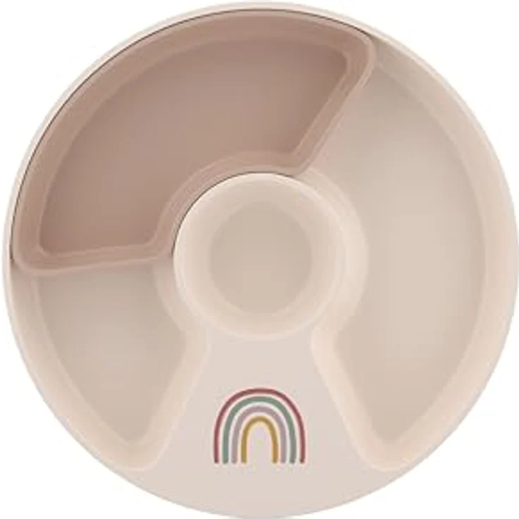 Mepal - Kinderteller mit Unterteilung Mio - Hohe Kanten/Ecken für Schöpfen - Anti-Rutsch-Boden - Mit Fach zur Unterteilung in 2, 3 oder 4 Teile - Mikrowellengeeignet - Sunshine & Rainbow – Bild 2
