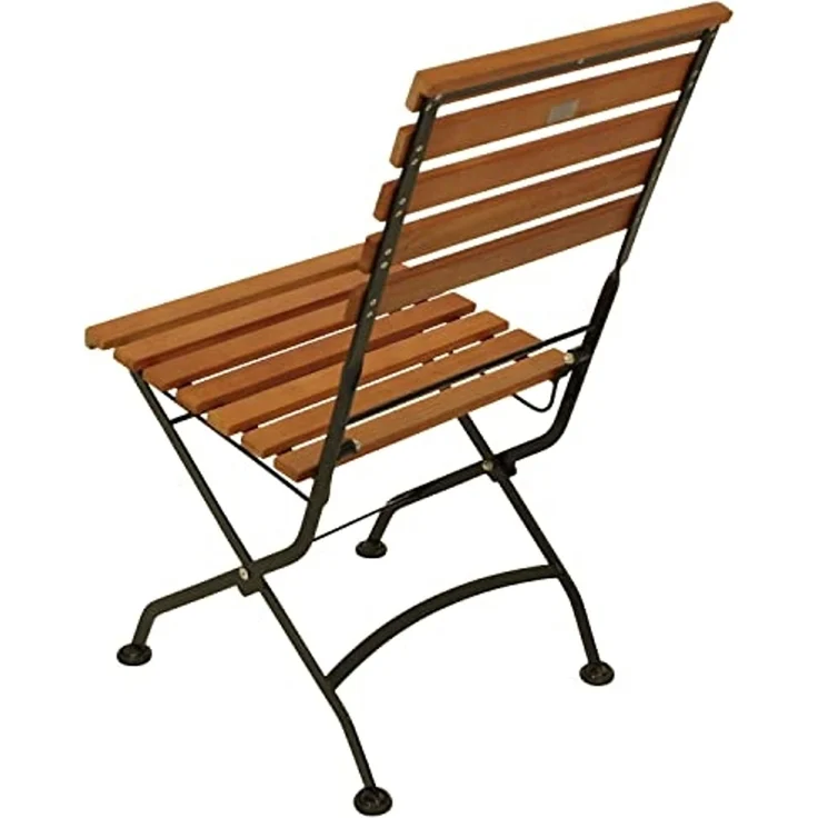 DEGAMO HOFGARTEN I Garten-Klappgarnitur 3-teilig, Stahl + Akazie, schwarz/braun, Tisch 75x75cm – Bild 3