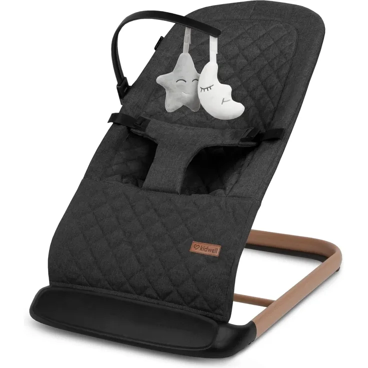 COIL Babywippe – Verstellbare, Ergonomische Baby Wippe ab Geburt bis 9 kg – Tragbare, Schaukelstuhl Baby Babyschaukel mit 3-Punkt-Gurt, Anti-Rutsch-Elementen und abnehmbarem Spielzeug (Schwarz)