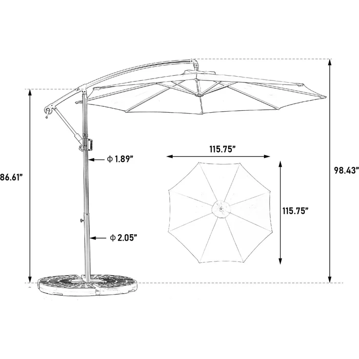 LVHOM Sonnenschirm Ø 300 cm, Großer Marktschirm mit Kurbel und Neigefunktion, UV-Schutz 50+, wasserdichter Gartenschirm für Terrasse & Pool, Orange (ohne Ständer) – Bild 10