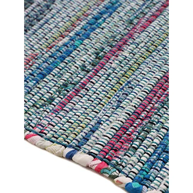 carpetfine 'Kelim Chindi' Teppich, Wendeteppich, rechteckig, Höhe: 6 mm, handgewebt, mit Fransen, Blau, 200x290 cm – Bild 6